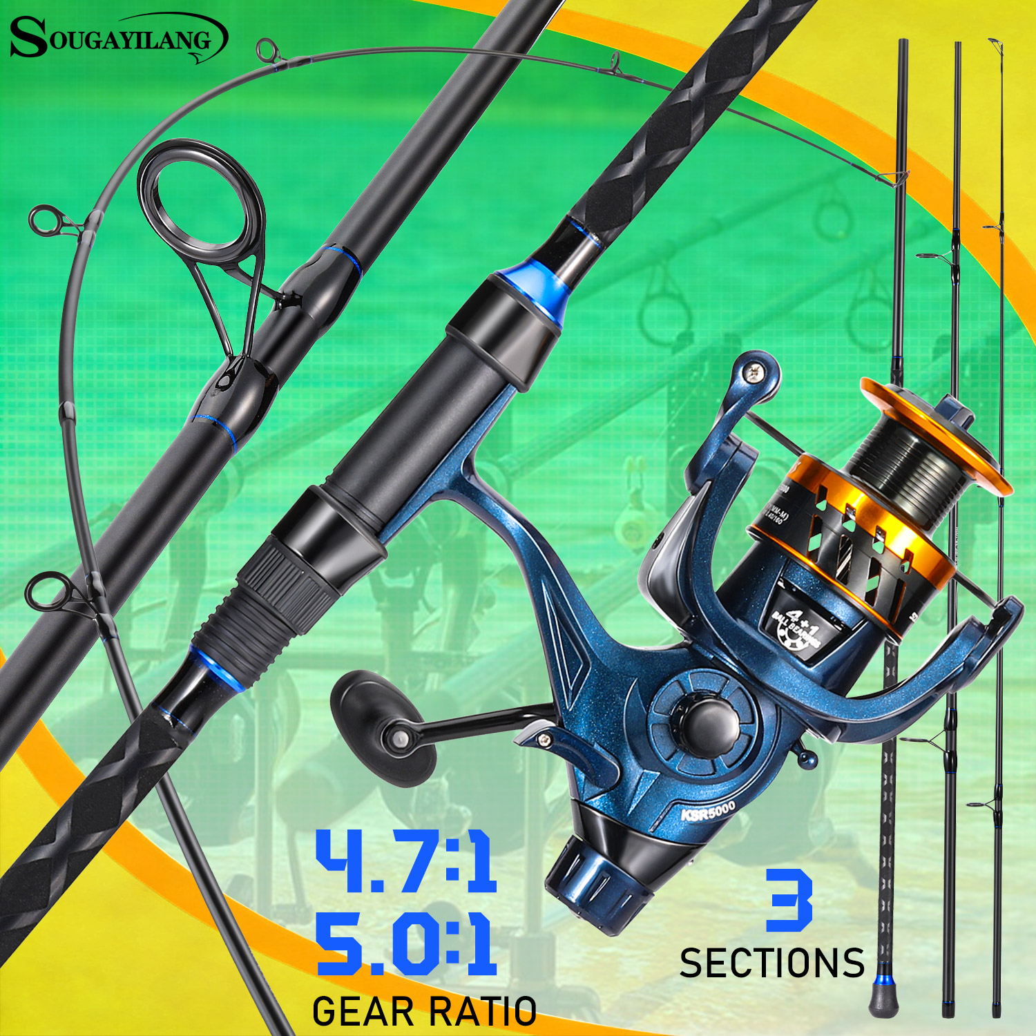 Sougayilang 3 Sections Surf Fi - Fishing Rod Spinning บทวิจารณ์และราคา