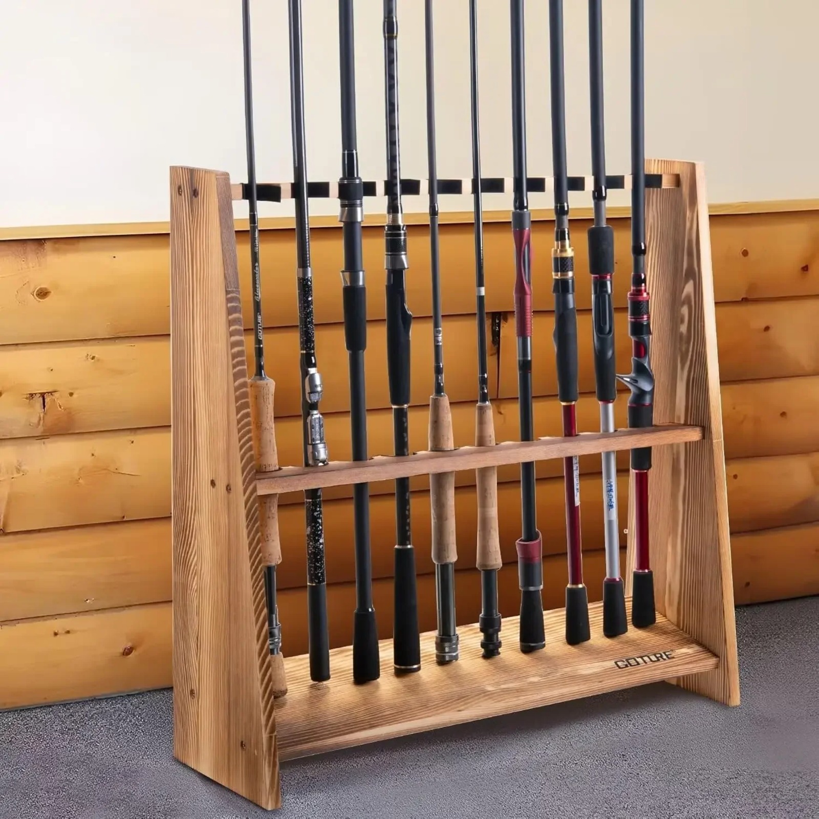 Goture Carbonized Pine Wood Fi - Fishing Rod Rack บทวิจารณ์และราคา