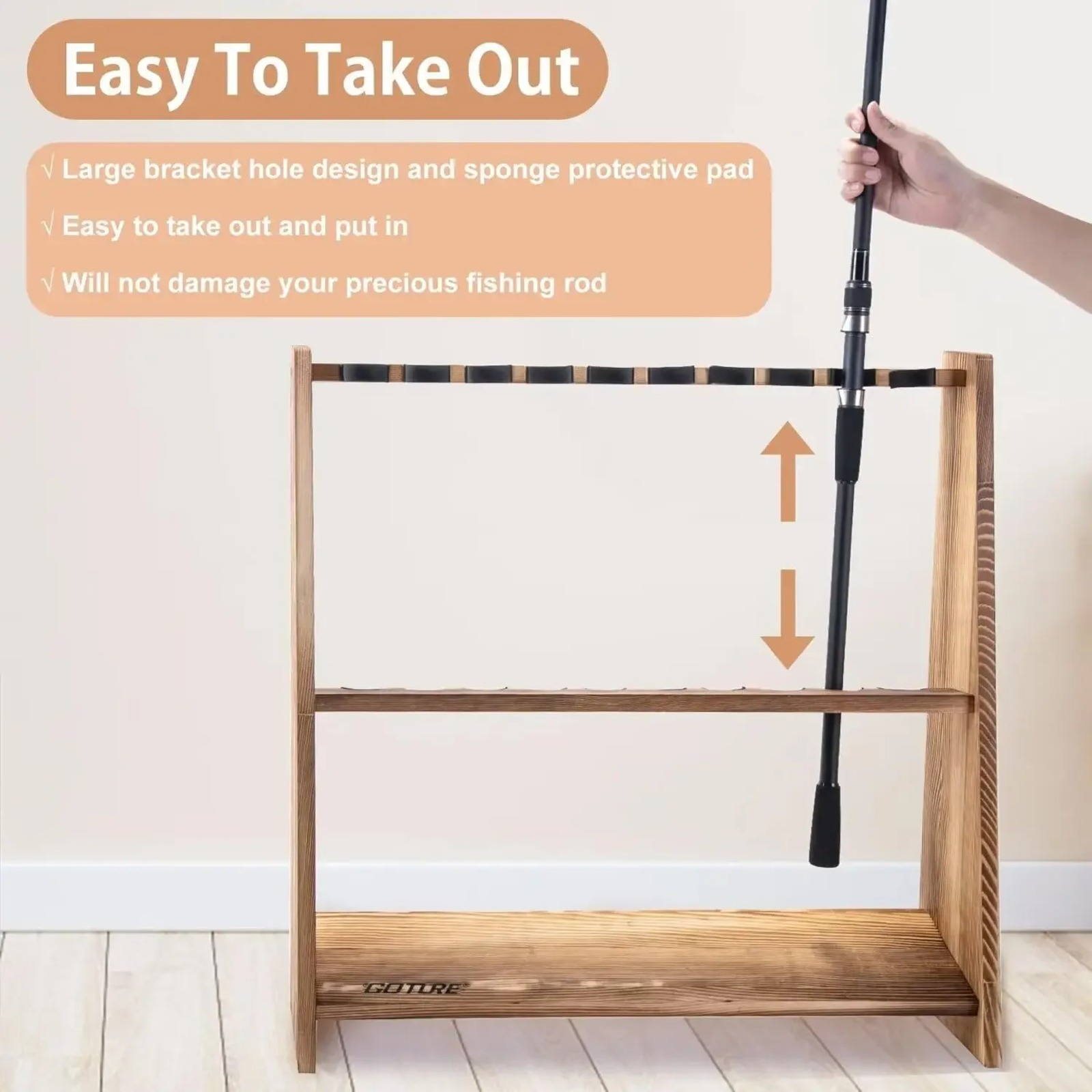 Goture Carbonized Pine Wood Fi - Fishing Rod Rack บทวิจารณ์และราคา
