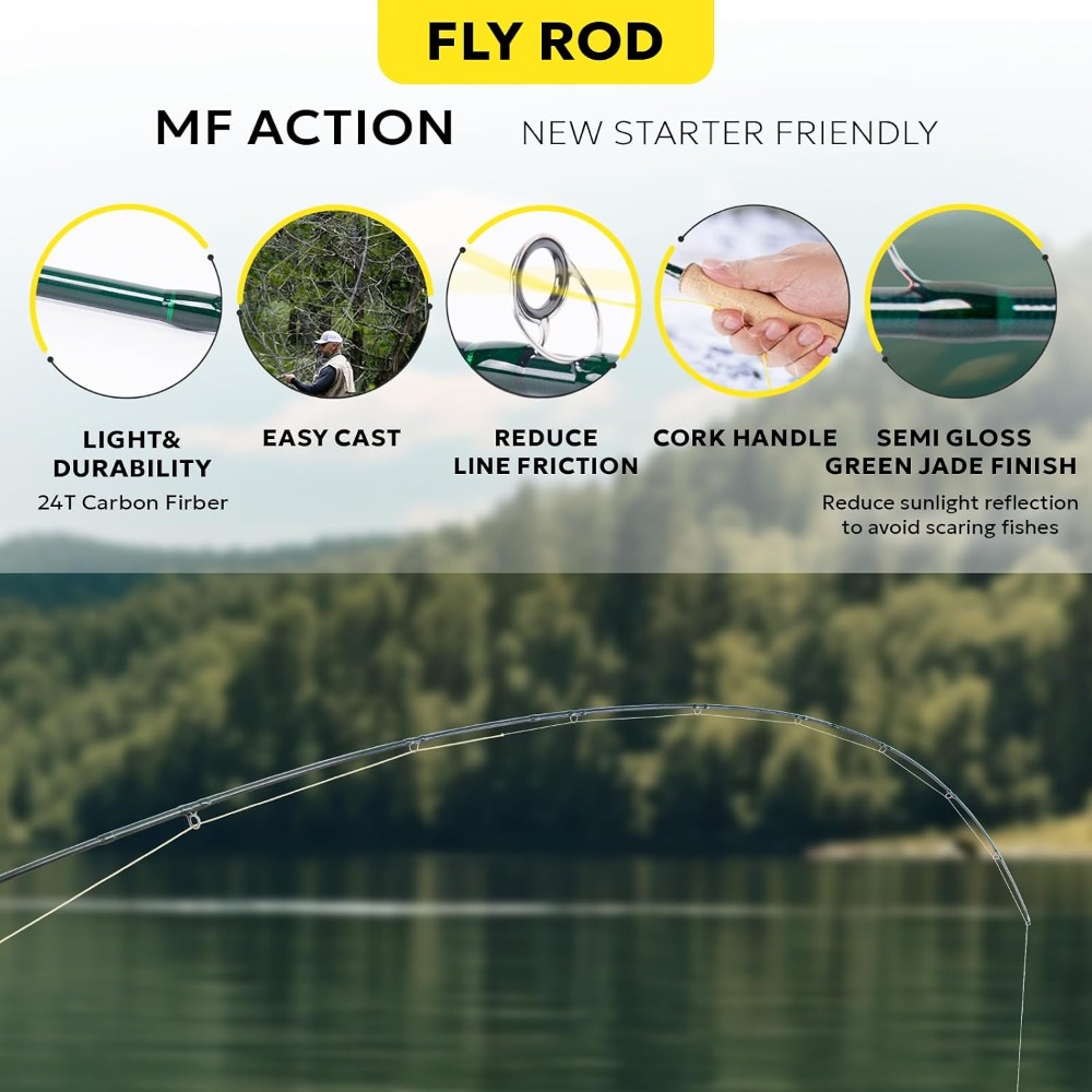Fly Fishing Rod Combo Starter  - Fishing Rod Carbon Fiber บทวิจารณ์และราคา