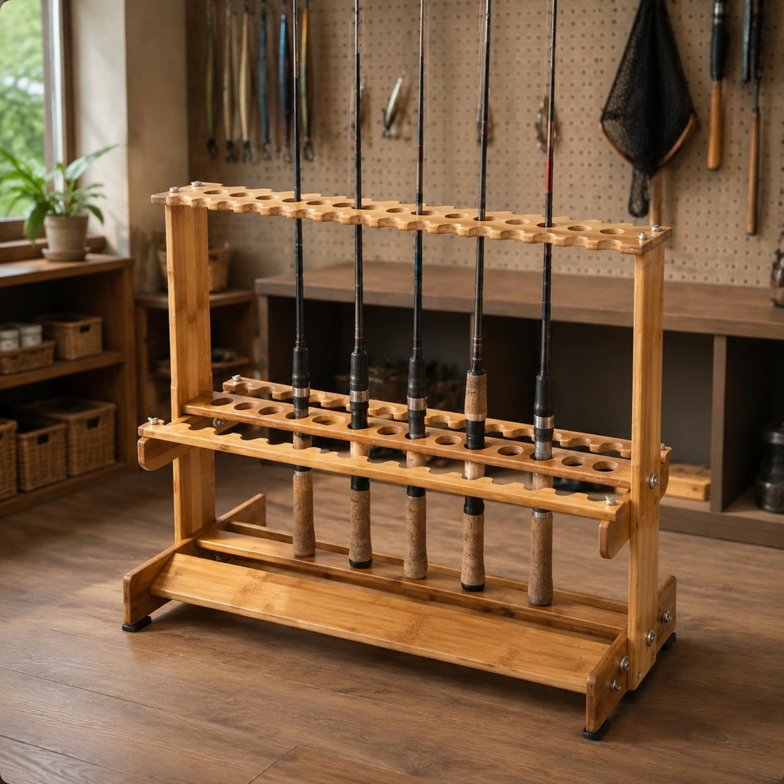 Bamboo Fishing Rod Rack Circul - Fishing Rod Rack บทวิจารณ์และราคา